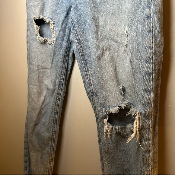 Aeropostale Mom Jeans Distressed Cropped Boot Cut Light Medium Wash 000 Regular - Picture 4 of 11